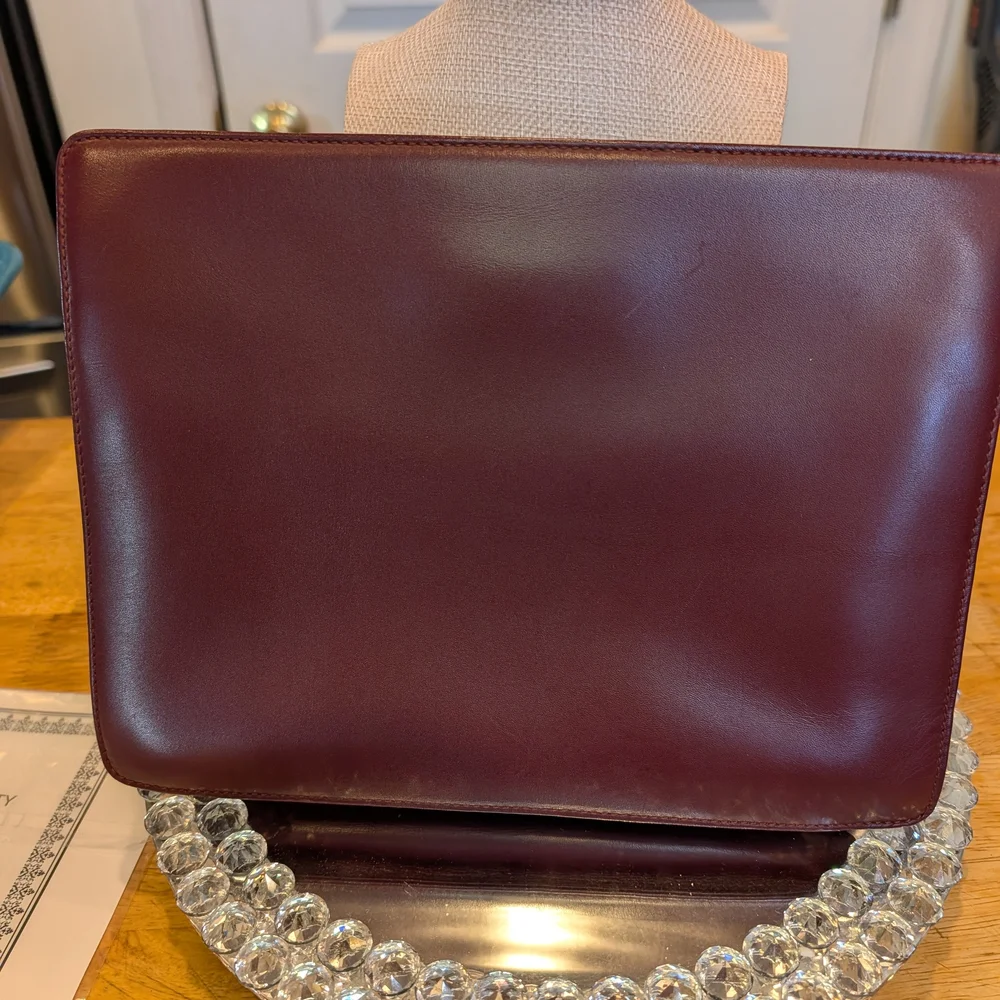 CARTIER Burgundy Bordeaux Leather Clutch w COA EUC